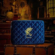 Retro College Style Navy Blue Velvet Diamond Pattern Embroidery Laptop Bag, Large Capacity And Suitable For Commute, Office - Blue - one-size