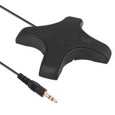 Conference Microphone 360 degrees Omnidirectional Condenser PC Mic Plug & Play 3.5mm for Video Conference svart