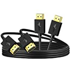 Twozoh Smal HDMI-kabel 2-pack, ultratunn och extrem flexibel HDMI till HDMI-sladd stöder 4K@60Hz/2160P/1080P 0,3M