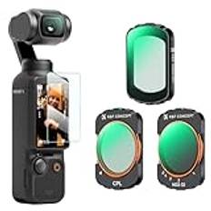 K&F Concept 3-pack filter för Osmo Pocket 3- Magnetisk CPL, svart dimma 1/4, VND2-32, filtersats kompatibel med DJI Osmo Pocket 3, polariserande, svart diffusion, variabelt ND-filter