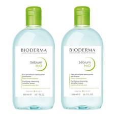 Bioderma - 2 x Sebium H2O Purifying Cleansing Micellar Solution 500 ml - Micellar Water (Kort holdbarhed 31/8) - Klar til levering - Prismatch