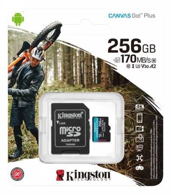 256 GB Kingston Canvas Go Plus U3 & V30 (Micro-SDXC med micro-SD-Adapter)