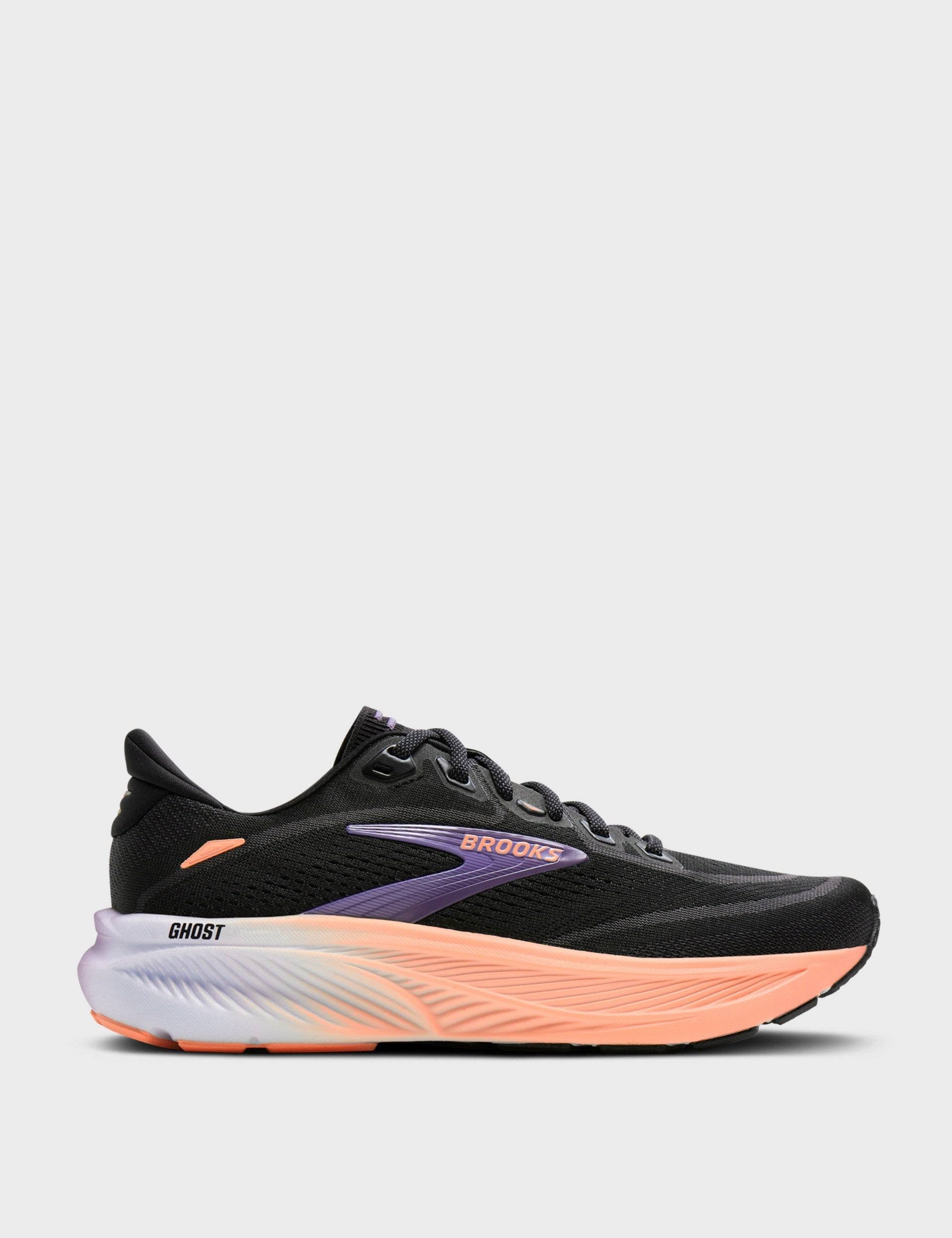 Brooks Women's Ghost 18 - Black/Mulled Grape/Peach - Size: UK 4.5