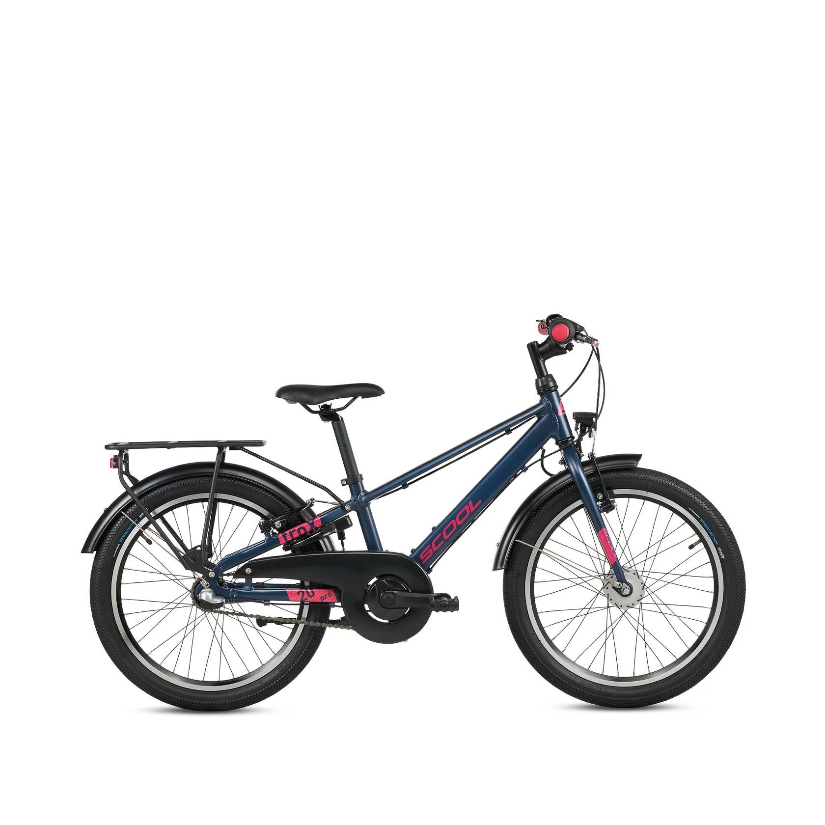 S'COOL troX Pro 20-N3 20" børnecykel i aluminium, 3 gear, fodbremse - mørkeblå/pink