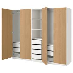 PAX / STORKLINTA garderobskombination, vit/ekmönstrad, 250x58x201 cm