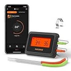 Inkbird IDT-22-B stektermometer, Bluetooth 5.0 grilltermometer, 100 m (100 m) appkontroll, HD-LCD, kötttermometer, ugnstermometer med 2 proder för grill, stekning, grillning och matlagning