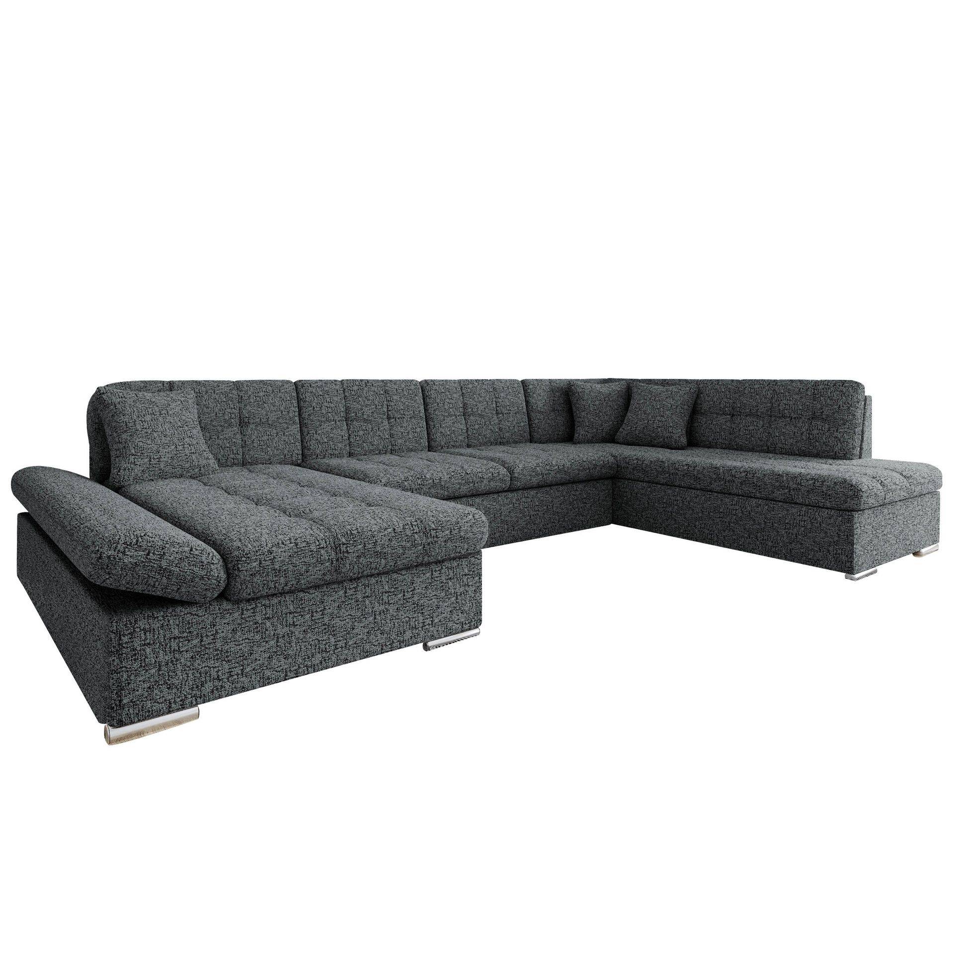 Mireo U-formad 5-sits Bäddsoffa med förvaring - grå Hörnbäddsoffa Grå