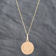 Pre-Owned 9ct Yellow Gold St Christopher Pendant & 18 Inch Curb Chain 41142138