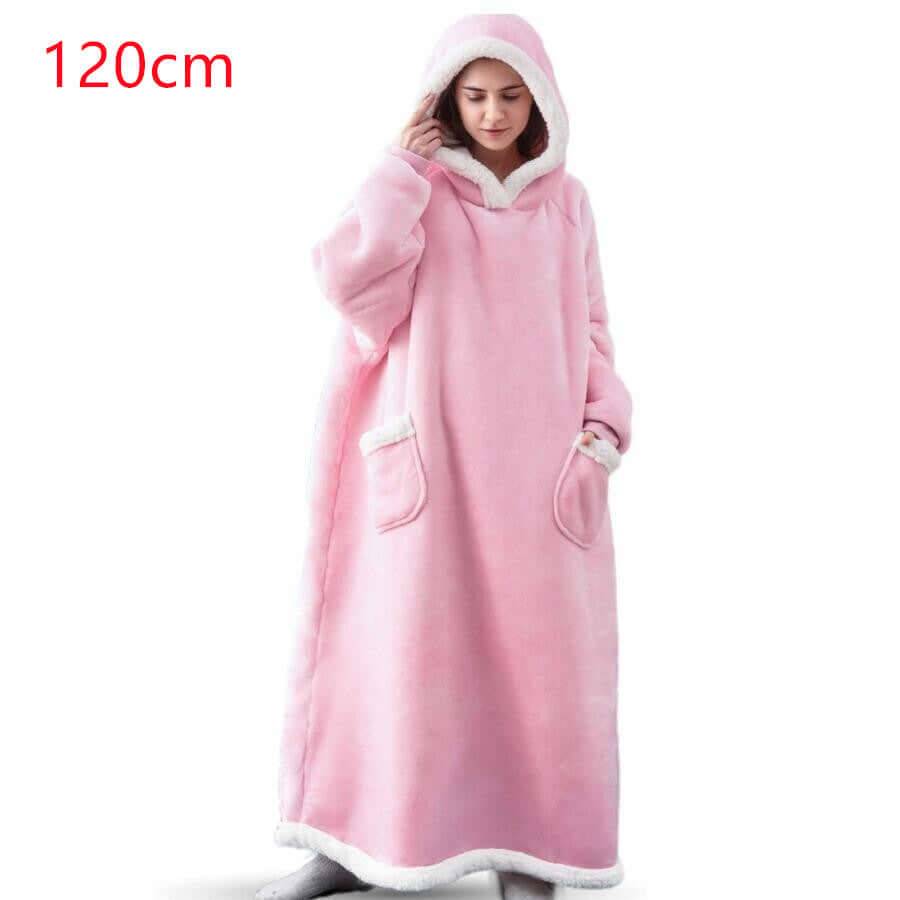 Oversized TV Hoodie Blanket Winter Warm Wearable Fleece - 120cm pink / One Size (One Size)