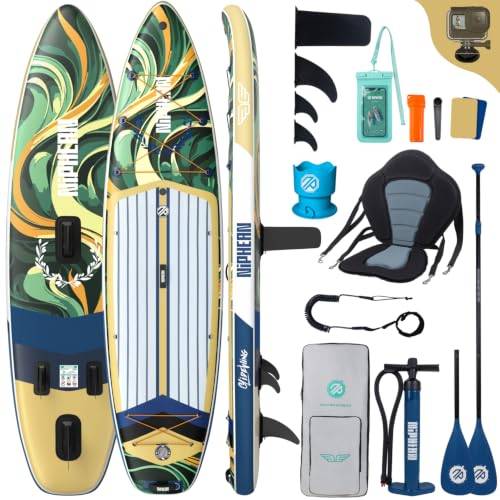 Niphean (Extra Groß) Stand Up Paddling Board, SUP für 2+1 Personen/Familien, SUP Board mit (Anfängergeeignet) StabilTrac Finne, Wasserdichte Handyhülle, Stand Up Paddle Board for Adults, Geschenkideen