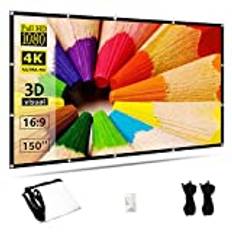 Towond 150 '' Beamer Screen Utomhusfilm, 4K Film Beamer Skärm 16: 9 HD Fällbar och Portabel Inomhus Utomhus Projektionsskärm Tillbaka Projektionsskärm För Hem, Parti, Kontor, Klassrum