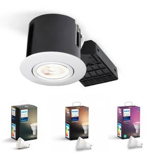 Philips Hue indbygningsspot 230V LED (rund) med White, 4,2W, 400lm, 2700K, 46°, E, hvid (mat) - Nordtronic