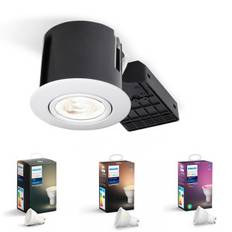 Philips Hue indbygningsspot 230V LED (rund) med White, 4,2W, 400lm, 2700K, 46°, E, hvid (mat) - Nordtronic