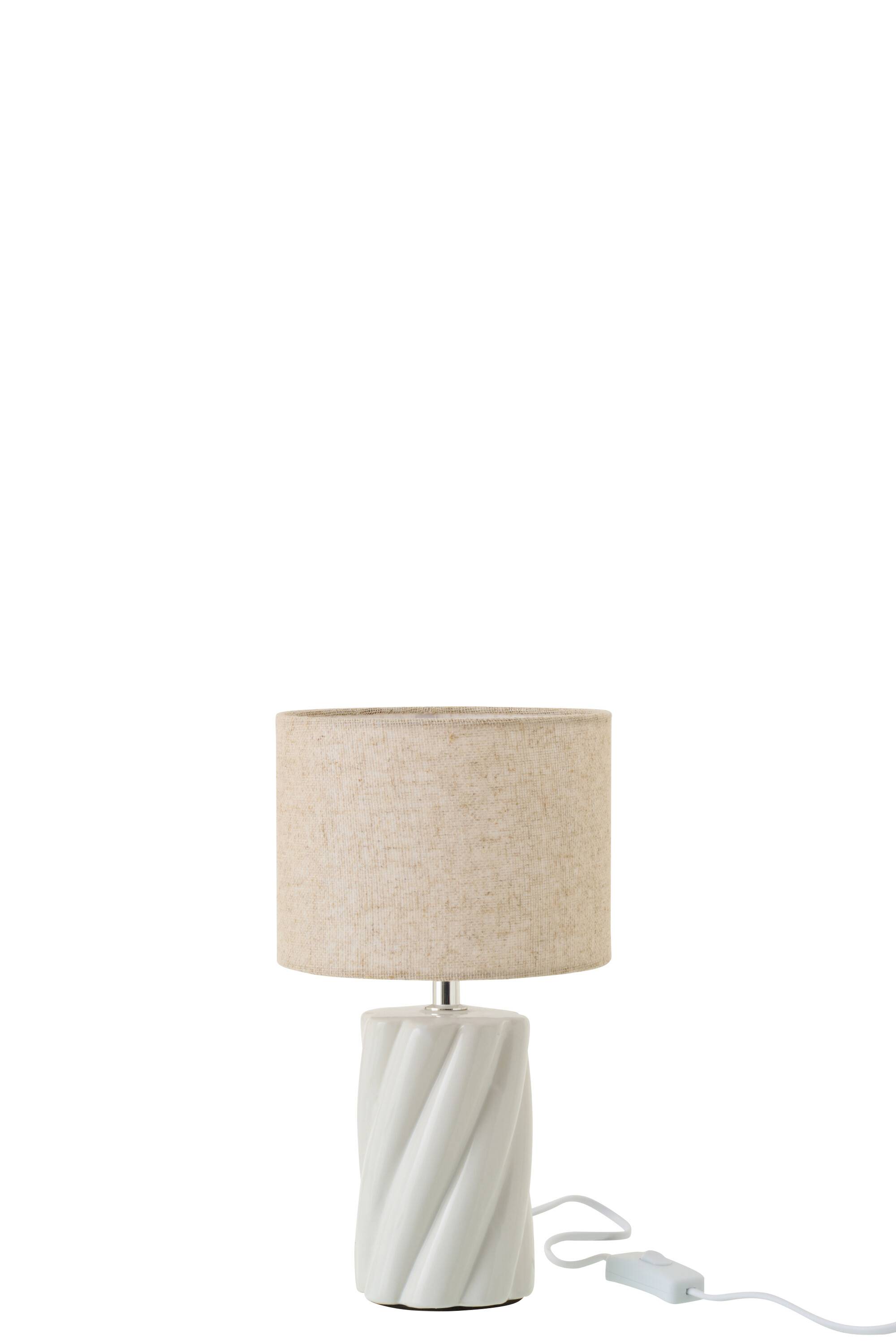 J-Line - Bordlampe Swirl Keramik/Lertøj Hvid/naturlig 18x18x31,8cm.