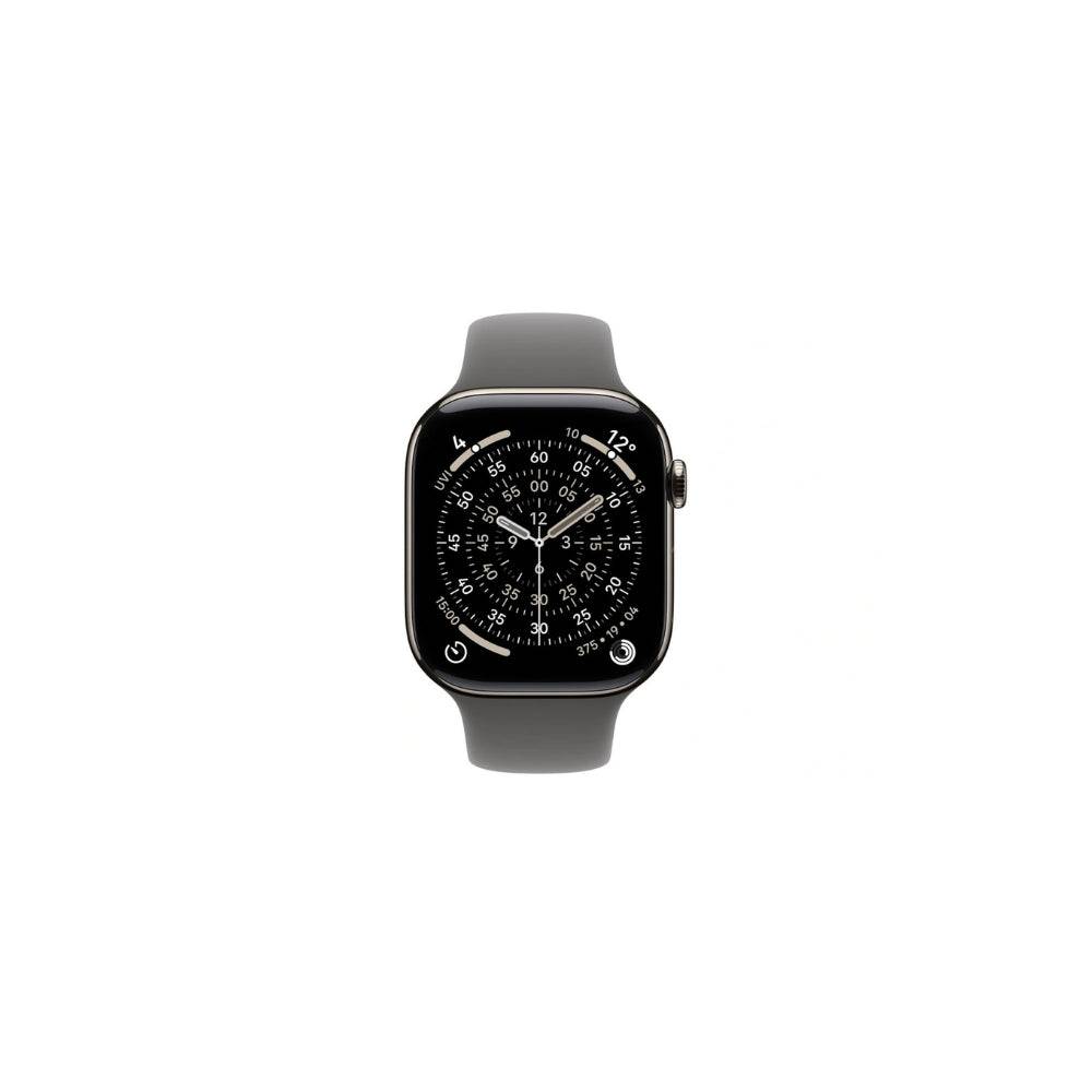Apple Watch Series 11 GPS + Cellular 46mm Naturlig Titan Stengrå Sportband S/M