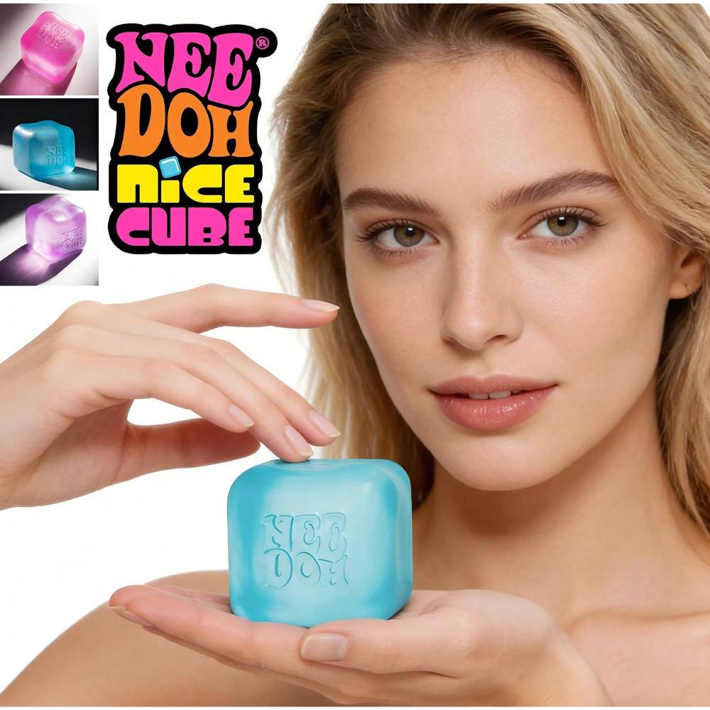 Schylling Needoh Nice Cube Taktil Fidgeting Kub Stresslindring Sensoriskt Verktyg För Fokus & Kontorsbord Lugnande Gadget Set