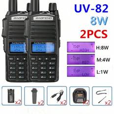 2PCS 2024 Baofeng USB UV-82 2000mAh Dual Ptt Walkie Talkie Draagbare Twee Manier Radio Vhf Uhf Ham Cb Radio Station UV82 Jacht Transceiver - Svart