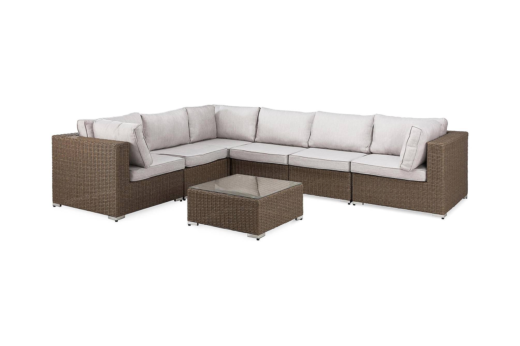 deNoord Marcus Loungegrupp - Beige / Vita dynor Loungemöbler