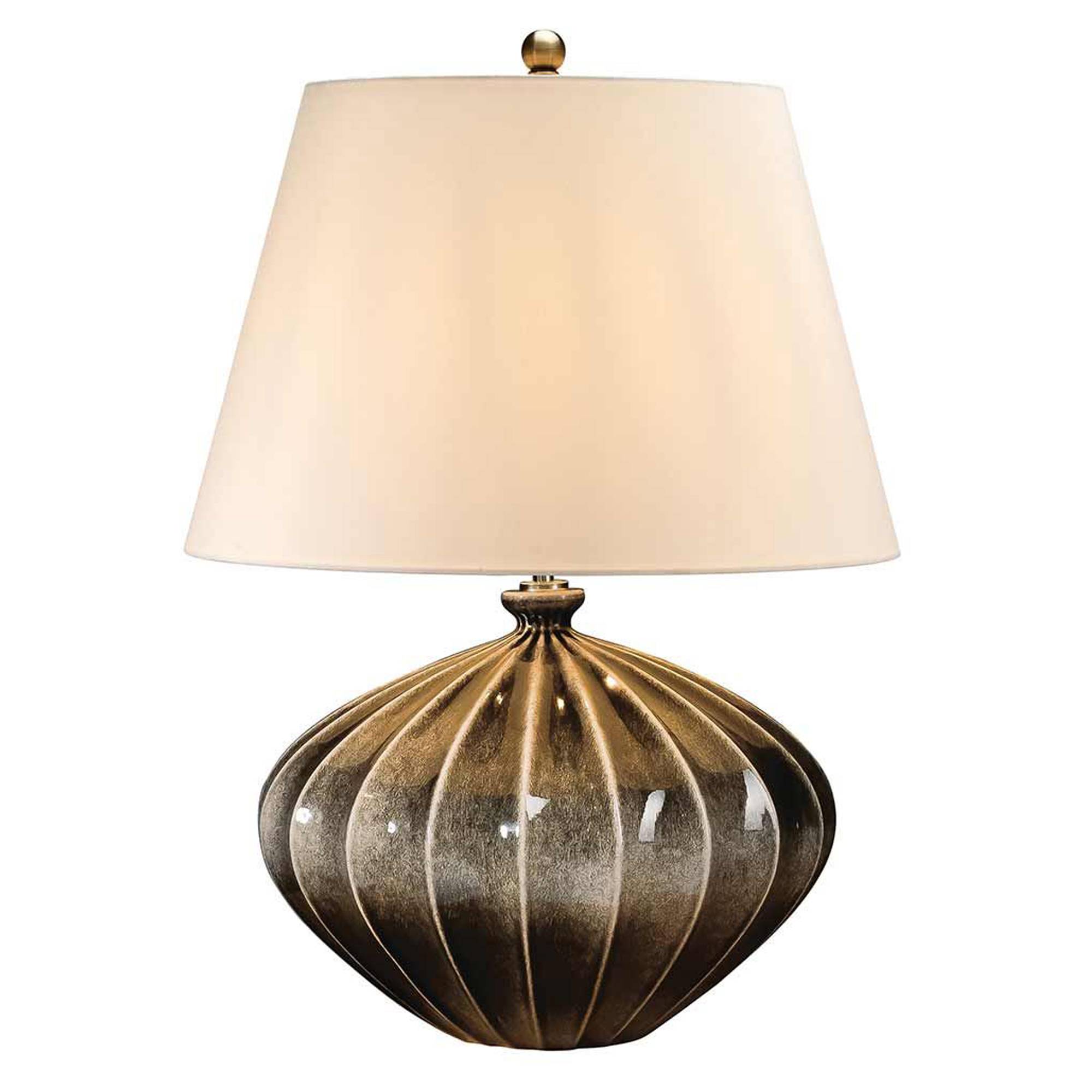 Elstead Bordslampa Rib Pumpkin Brun, Beige