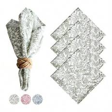 1/2/4 st Set med delikata bladtryckstyger servetter/placemats, tvättbara och återanvändbara middagsservetter i lantlig stil, lämplig för bröllop, fest - Multifärgad (45*45 cm)