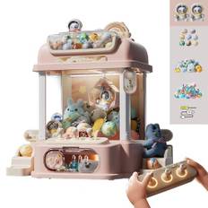 Klomaskin stor med fjärrkontroll, roliga leksaker med ljus och musik, 2 pandadockor, 25 dockor, 20 gashapon för 4-7 8-12 år gammal pojke flicka presentidéer, rosa