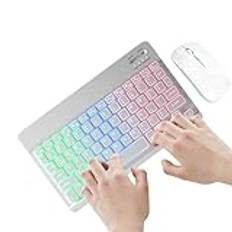 Wireless Backlit Keyboard and Set - 2 Light Modes, 7-Color LED for Laptop, PC, Tablet - Silent Typing, Ergonomic, Rechargeable - & Office Wireless Keyboard Combo