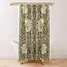 William Morris-duschdraperi, grönt duschdraperiset för badrum, tungt tyg, dekorativt, tvättbart, anpassbart, 120 x 200 cm (47,24 x 78,74 tum)