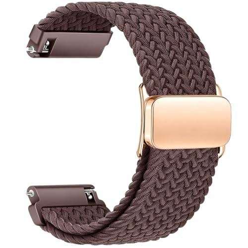 Sundara 18mm Magnetisk flätad Kompatibel med Garmin Venu 3s 41mm Klockband/Vivoactive 4s/Venu 2s/Vivomove 3s/Forerunner 255S/Forerunner 265S Elastisk Nylon Mjuk Sport Töjbar Rem för Kvinnor Män
