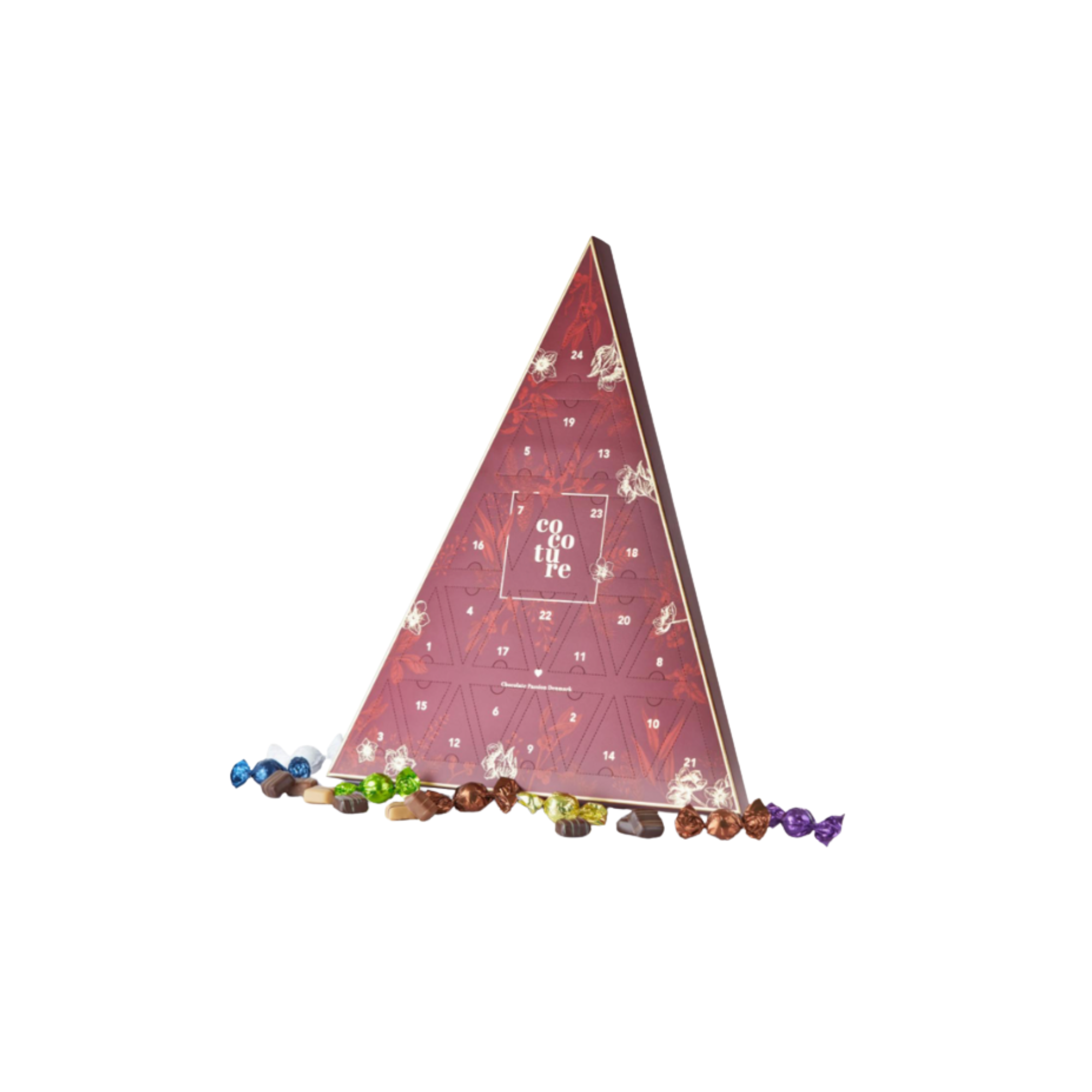 Cocoture 270g mix á chokoladekugler & marcipan i marcipan i bordeaux blomster trekant