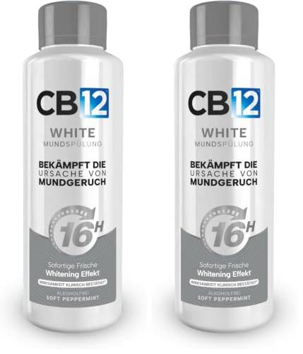 CB12 White – Angenehmer Atem für 12 Stunden und weißere Zähne – 500 ml, Minze, für Mundgeruch Behandlung (Packung mit 2)