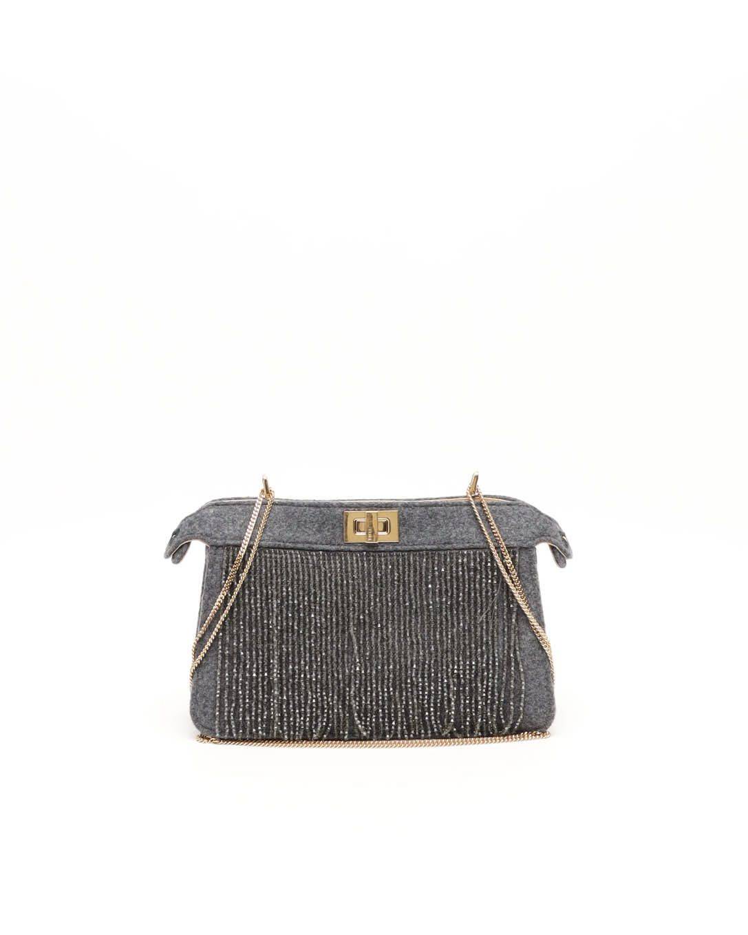 Fendi Small Flannel Bead Peekaboo ISeeU Chain Bag - Grey (One Size)