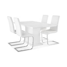 Matgrupp Griffith Förlängningsbar 160 cm med 4 Jack Stol - Vit PU|Krom Vit,Krom Concept 55