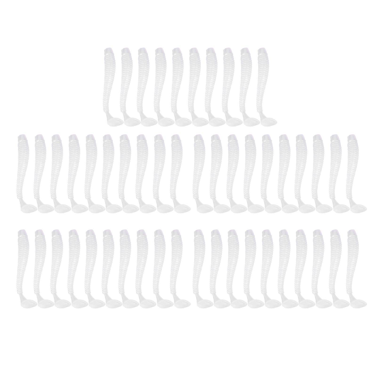 50ST 5cm Mjuk Plast Fiskebeten T-svans Grub Mask Beten Fiskeutrustning Tillbehör Pärlvit