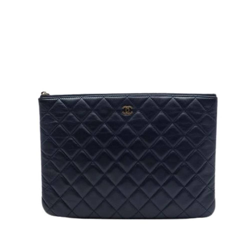 Chanel Vintage Pre-owned Quilted Lambskin Clutch - Vintage - Dame - Blå - ONE SIZE - Læder