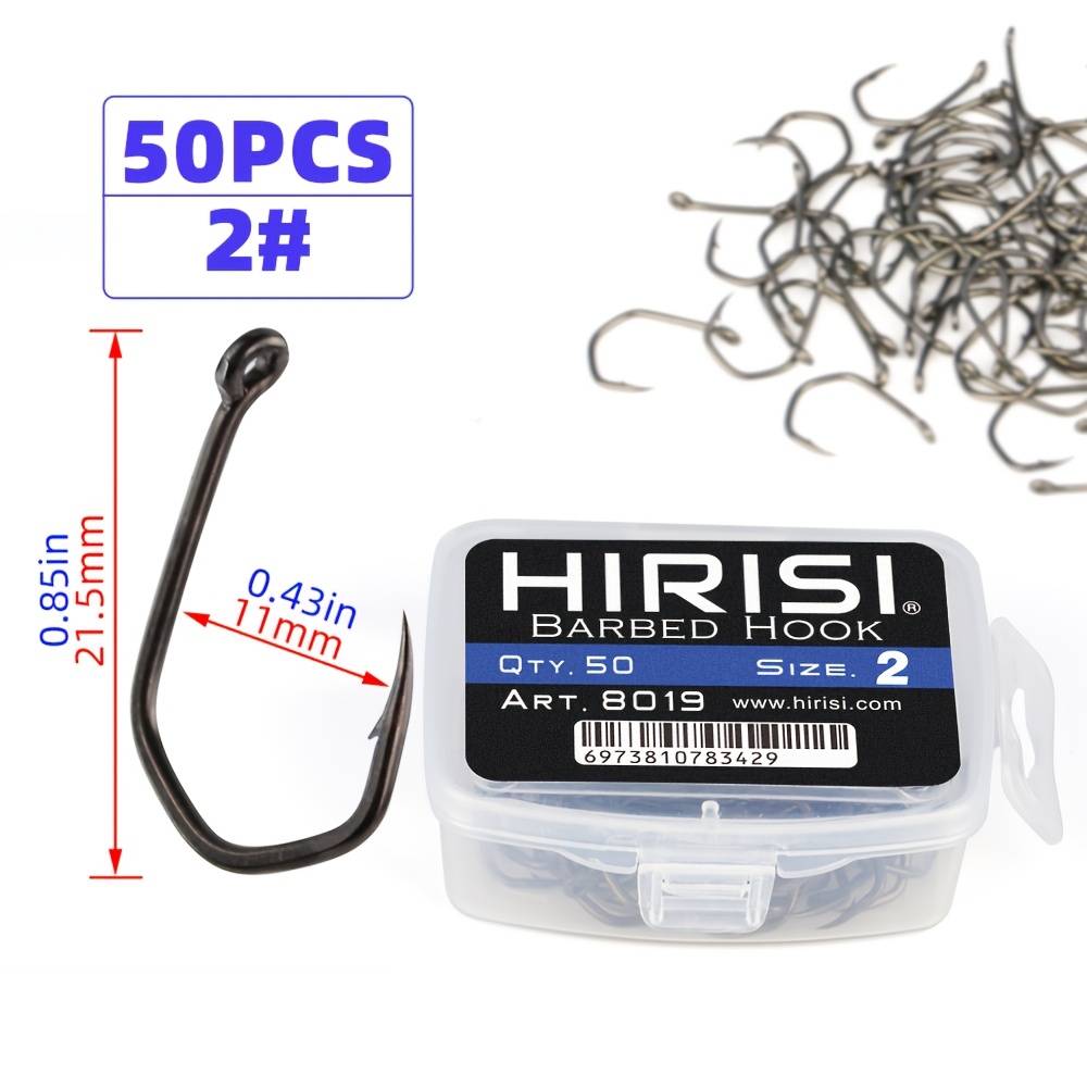 50pcs Carp Fishing Hooks Barbed Claw Hooks Ptfe Coating High Fish Hooks 8019