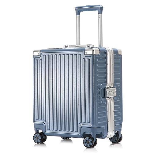 ANNI RIEL Hårt skal handbagage med aluminiumram, flygbolagsgodkänt handbagage med hård sida resväska med spinner-hjul, ingen dragkedja resväska resebagage hårt skal lätta rullande resväskor, BLÅ