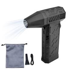 Electric Air Duster 130000RPM Compressed Air Duster with Magnetic Suction Nozzle Speed Adjustable svart