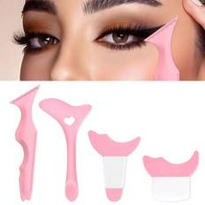 4 st eyeliner-schabloner, silikonvingad spets, multifunktionellt mascaraskydd för ögonskugga och ögonfransar, professionellt och snabbt kattögonmakeup - Rosa