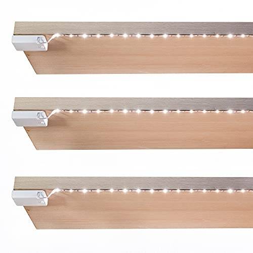BestLuz LED Streifen Batteriebetriebene, LED Strip Batteriebetriebene x 3er Pack für unter dem Küchenschrank | Regale | Unterschrank | Schrank | Neutralweiß 4000K 1 Meter
