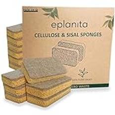 eplanita Naturlig cellulosasvamp och sisalsvamp (förpackning om 12) ekologisk rengöringssvamp, kökssvamp, disksvamp, biologiskt nedbrytbar, miljövänlig, återanvändbar och hållbar