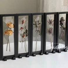 1 st modern enkel fotoram med torkade blommor (plast) torkade blommor 3D-fotoramar gör-det-själv-displayställ dekorativ flytande fotoram (ej glas) - Svart (Multi-size)