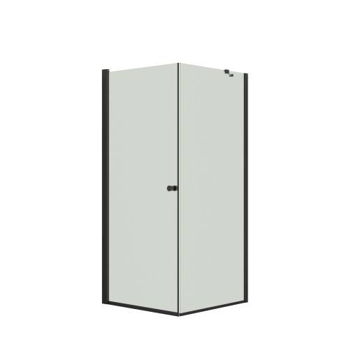Dansani Match hörndusch, modell A+D, 87x87 cm, klart glas, svart profil