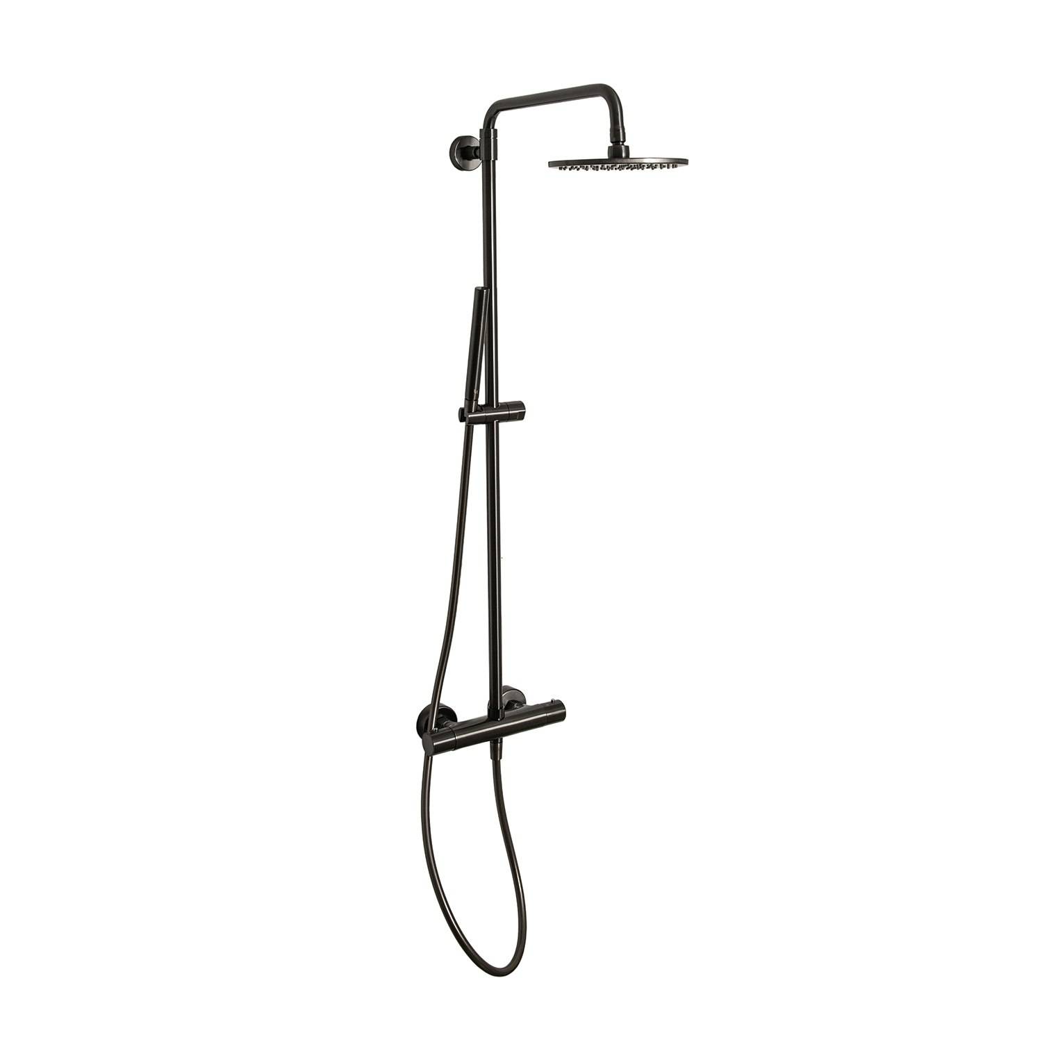 Takduschset LH Turano Ø 200 mm Borstad Svart Krom