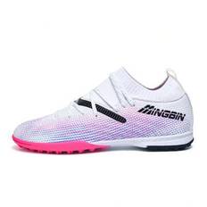 1 par unisex fotbollsskor, hårdgjutna spikskor för utomhuskonstgräs, inomhusträningsplan, professionella lagsporter, fotbollsskor med snörning, halkfr - Vitt pulver (EUR35,EUR36,EUR37,EUR38,EUR39,EUR40,EUR41,EUR42,EUR43,EUR44,EUR45,EUR46)