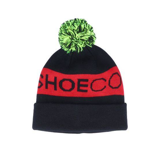 DC - Svart pom Beanie - Kids Chester Black/Red Pom @ Hatstore