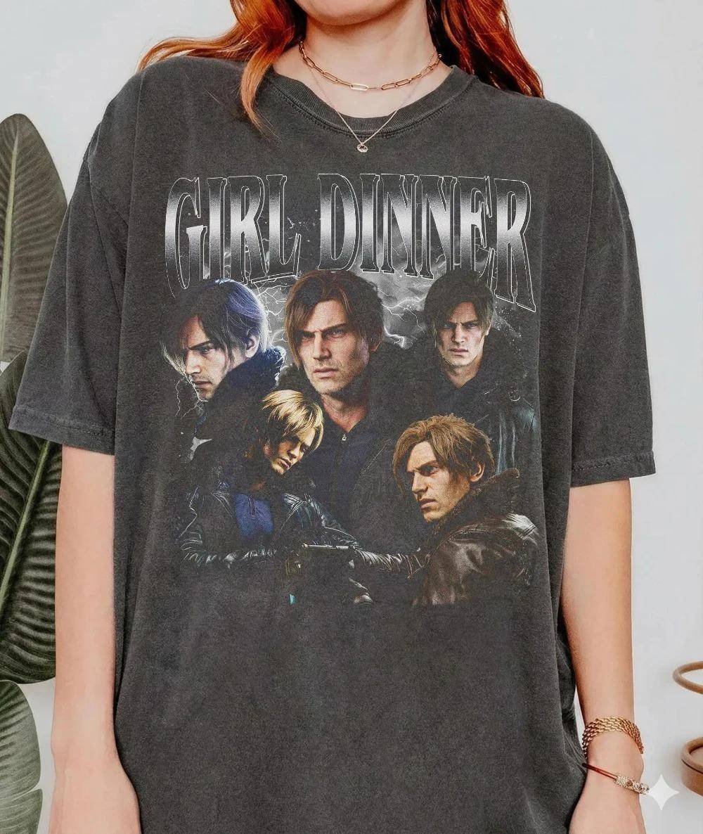 Resident Evil Requiem Leon S Kennedy Girl Dinner T-shirt Grace Ashcroft Temu Wesker T-shirt Kortärmad Dam Hela Säsongen cm vit