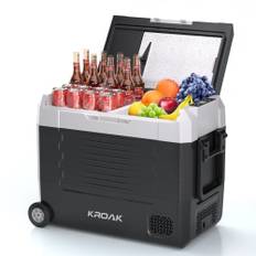 KROAK 55-liters køleboks 12V 24V bærbar mini køleskab elektrisk fryser lille fryser til bil camping med hjul og håndtag