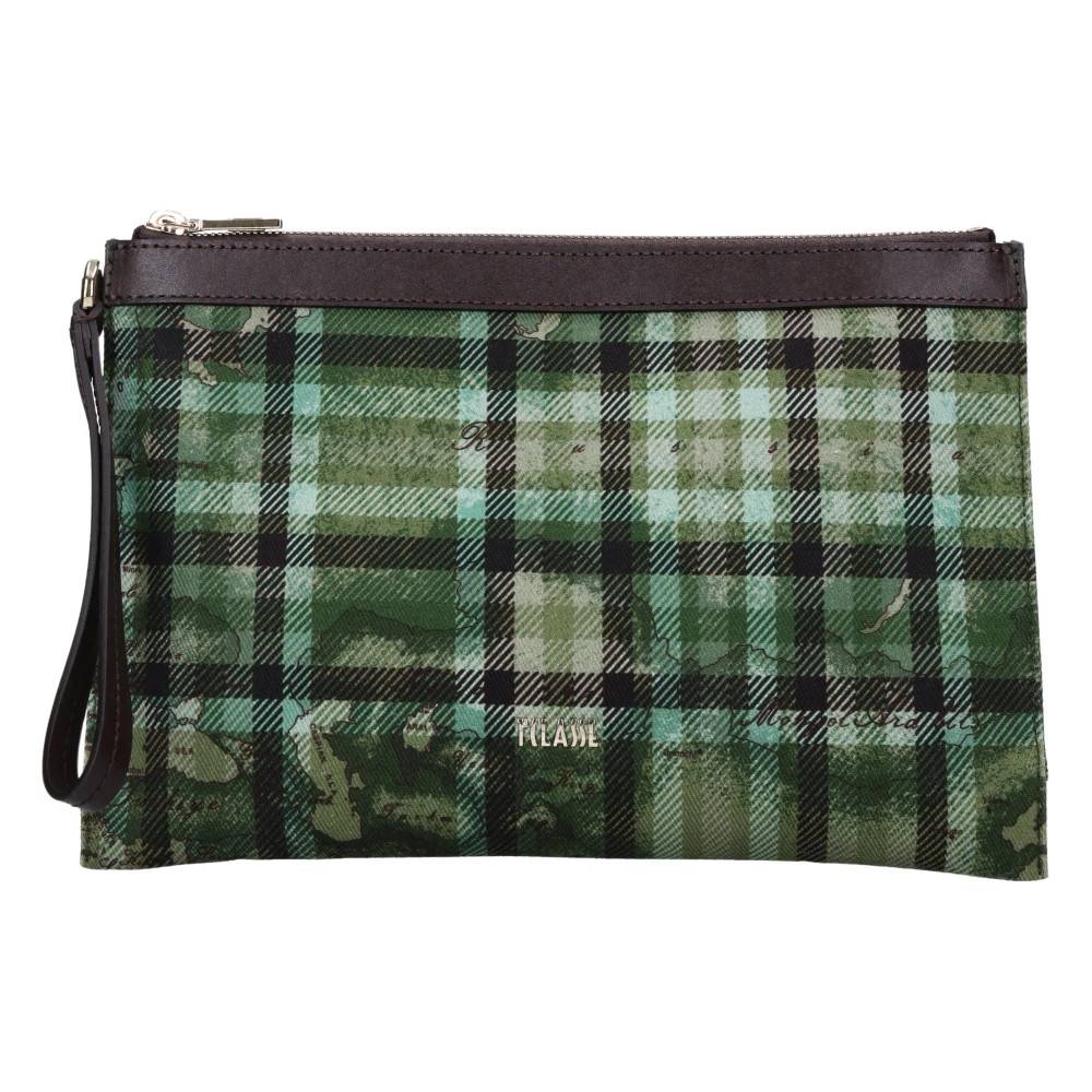 Alviero Martini 1a Classe Clutch i læder og printet bomuld - Tasker - Dame - Grøn - ONE SIZE - Bomuld