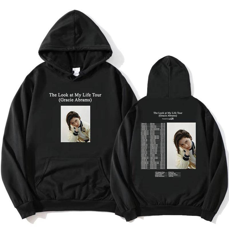 Gracie Abrams Look At My Life Tour 2026-27 Huvtröjor Mode Fleece Långärmad Huvtröja Grafisk Merch Lös Ficka Huvtröja cm