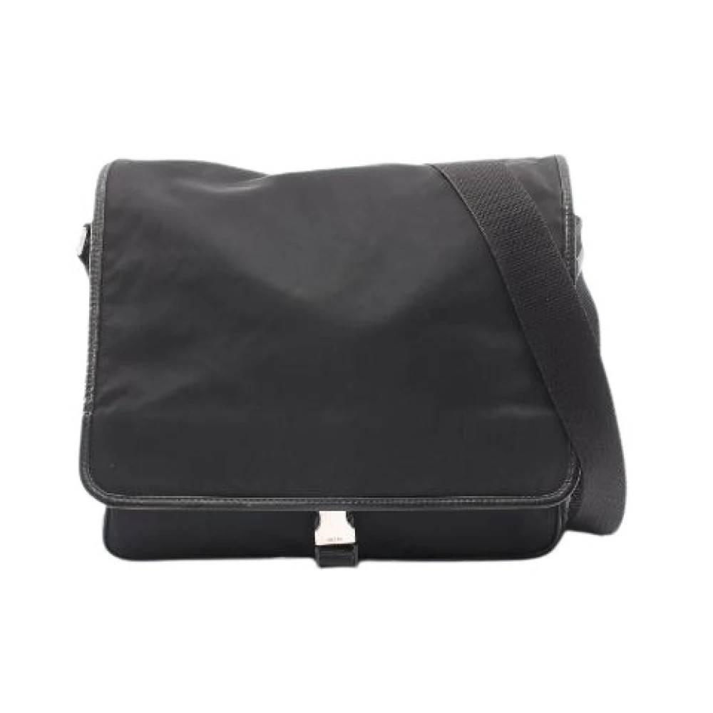 Prada Vintage Pre-owned Nylon Saffiano Læder Skuldertaske - Vintage - unisex - Sort - ONE SIZE - Uld